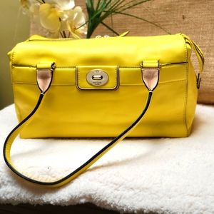 kate spade Yellow Leather Satchel with Tan Accents